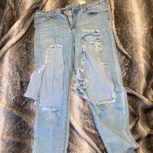 Distressed ripped jeans
